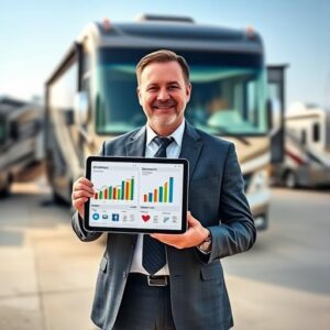 Dealer Guide Dealer with stats on tablet